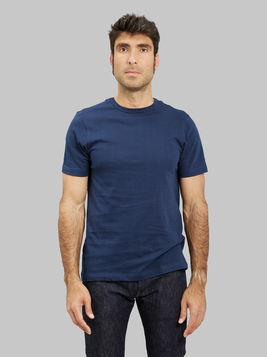 Merz b Schwanen 1950s Loopwheeled Classic Fit TShirt ink blue front fit