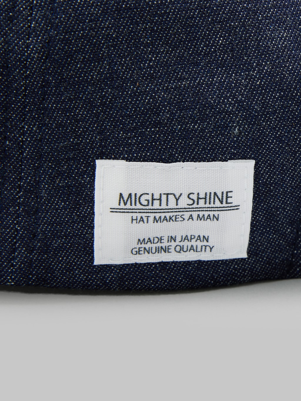 Mighty Shine Bridge Cap Denim brand tag