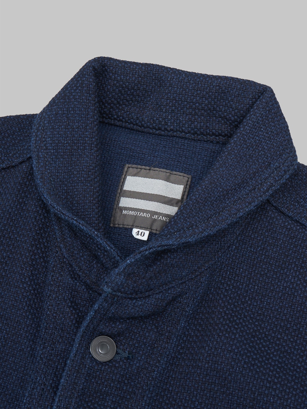 Momotaro 03 042 Indigo Dobby Coverall Jacket interior label