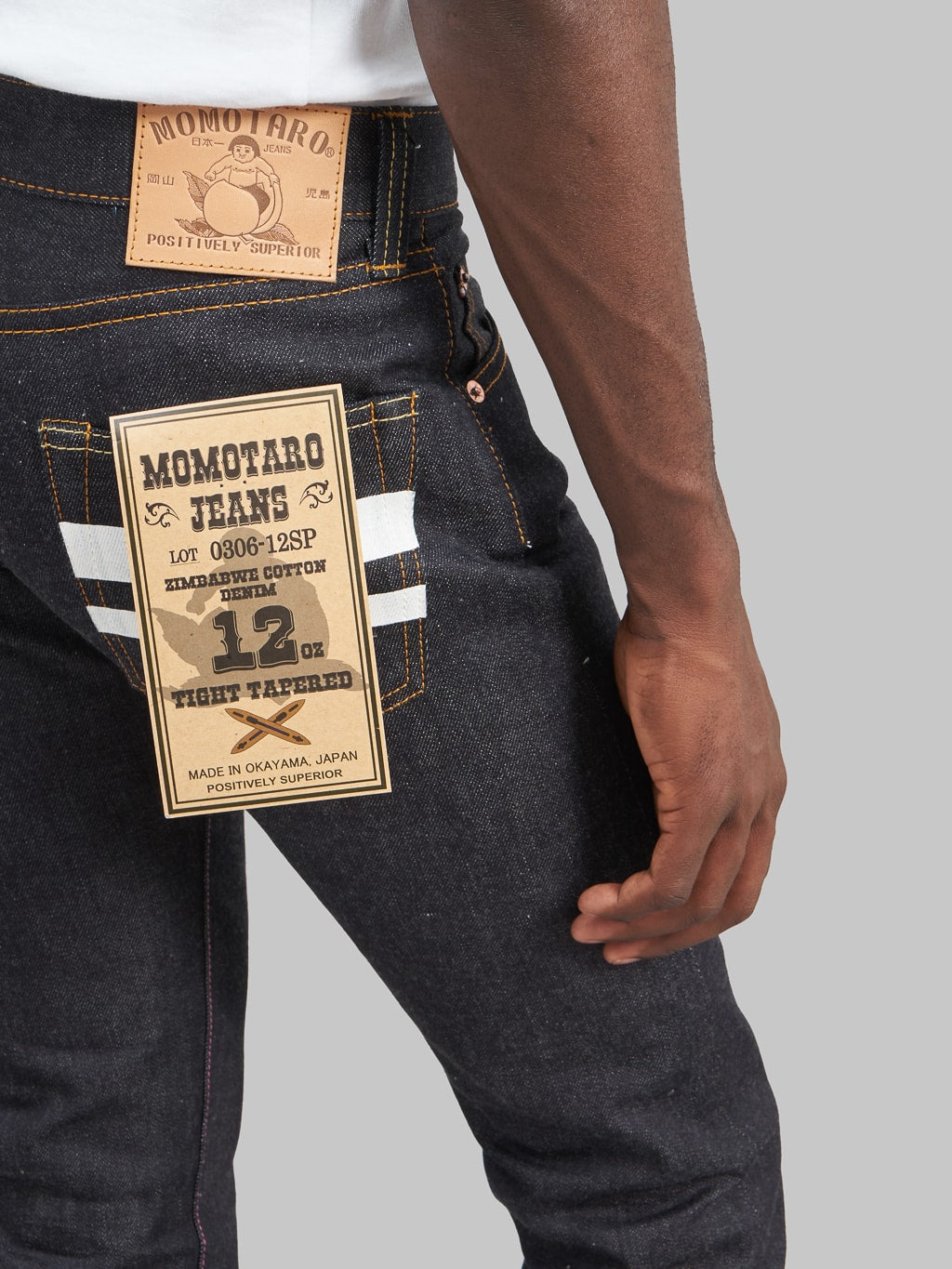 Momotaro 0306 12SP Going To Battle 12oz Tight Tapered Jeans  back pocket