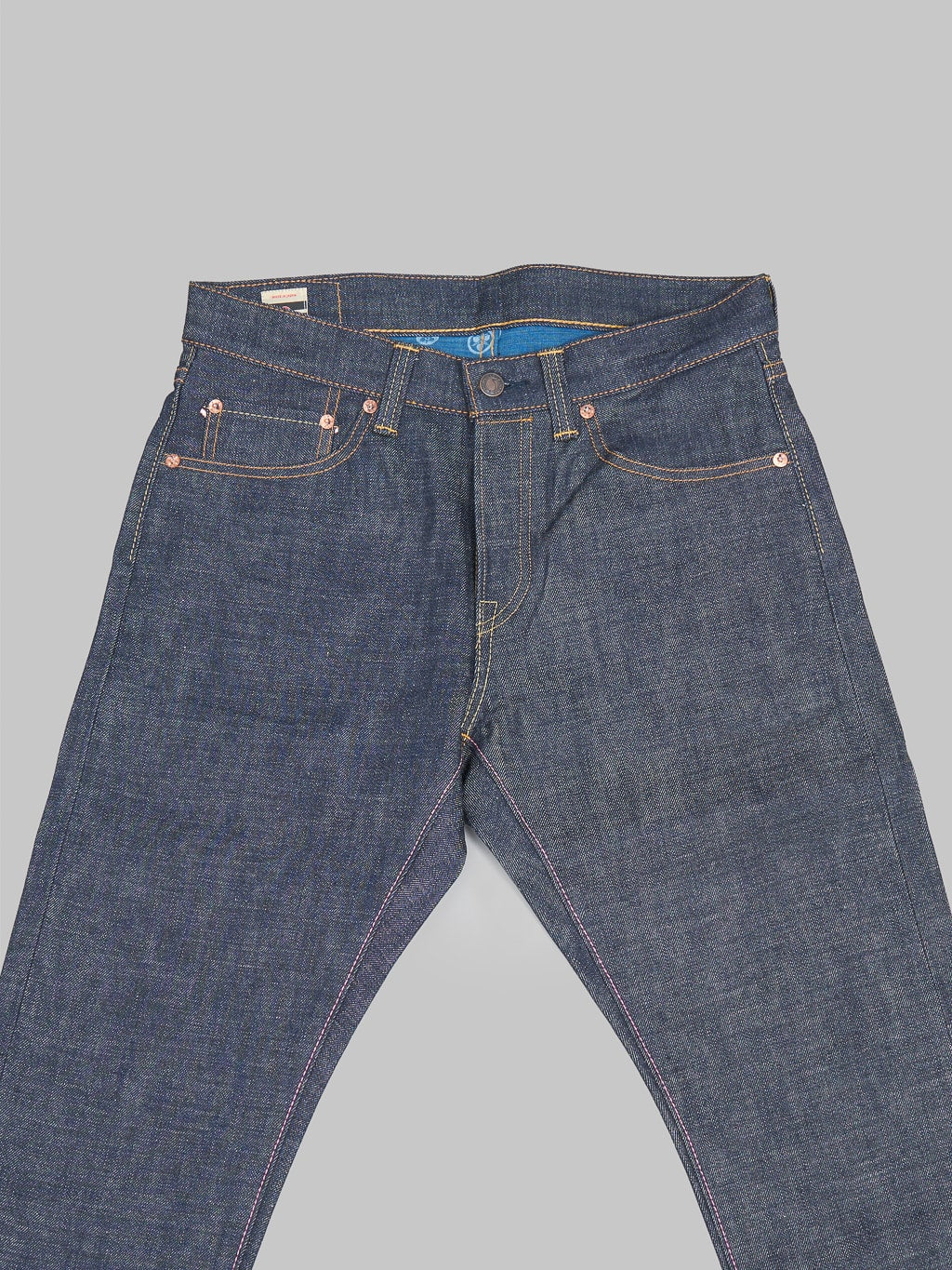 Momotaro legacy blue high tapered jeans front view