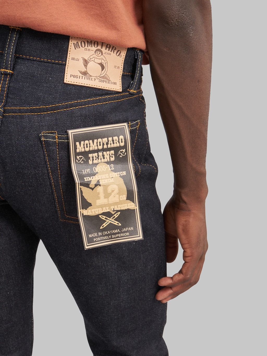 Momotaro 0605 12oz Natural Tapered Jeans pocket flasher