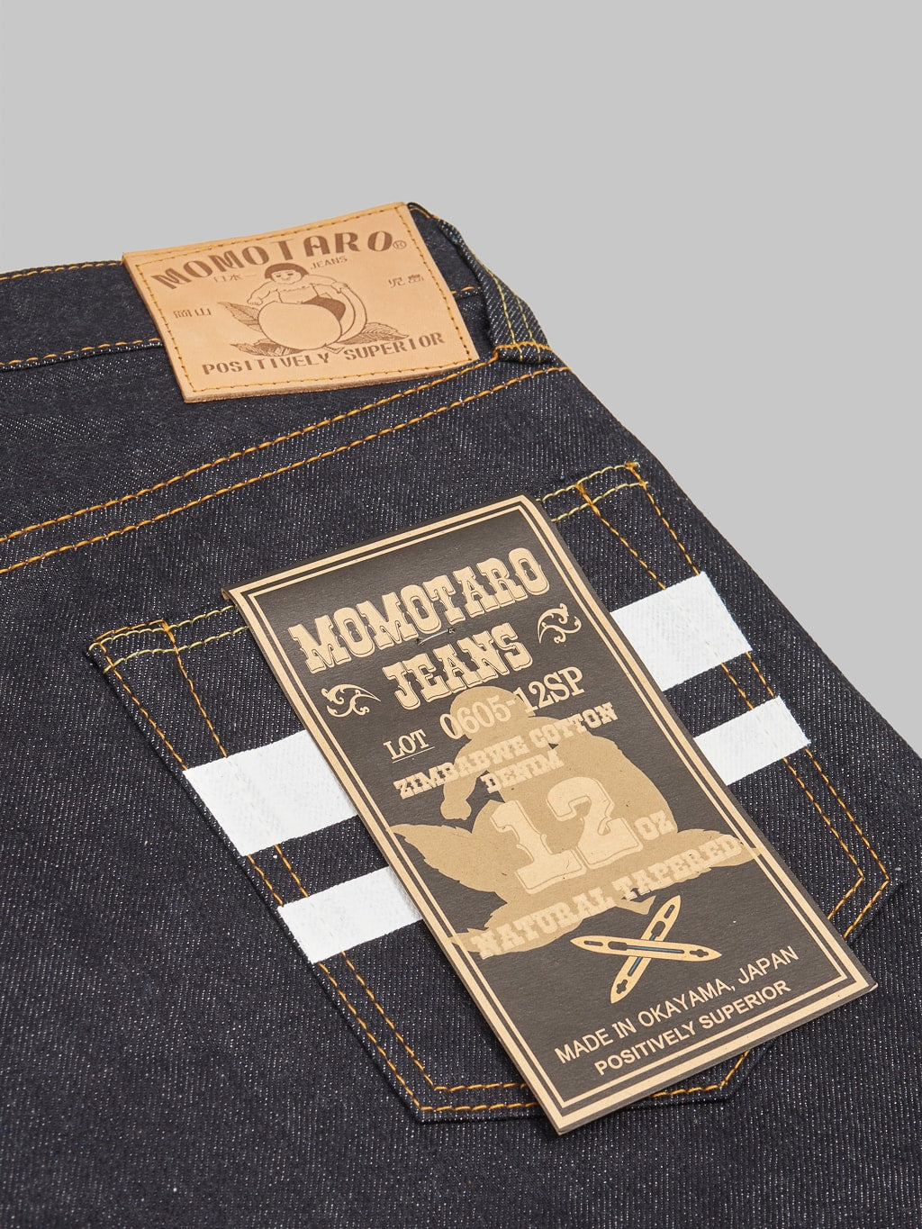 Momotaro 0605 12 going to battle 12oz Natural Tapered Jeans pocket flasher