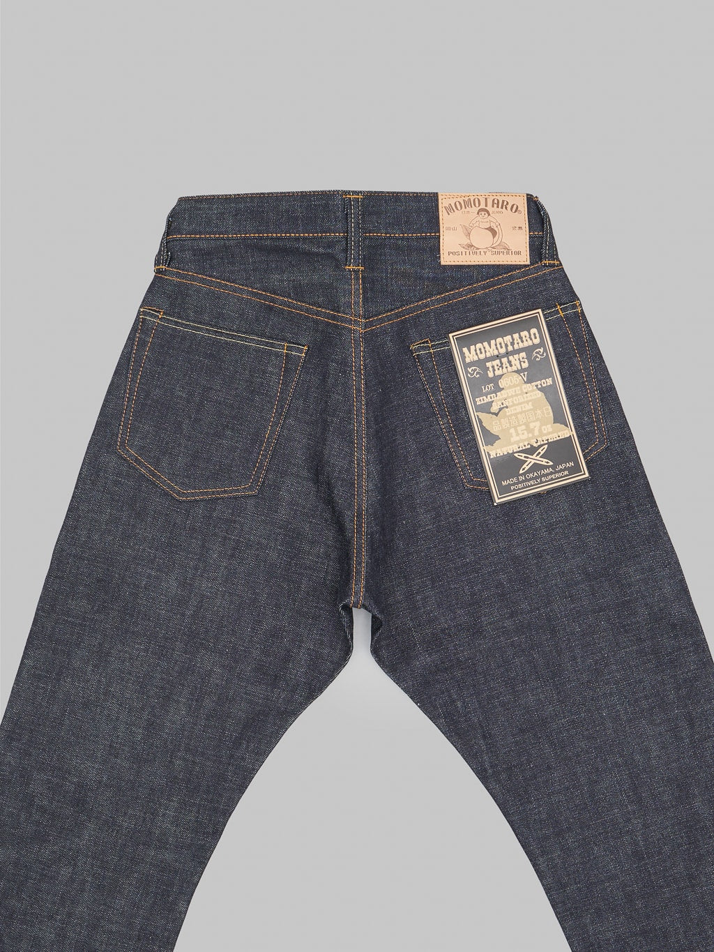 Momotaro 0605V Natural Tapered Jeans back pockets