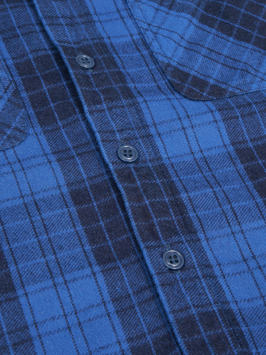 Momotaro original indigo twill check flannel shirt front buttons