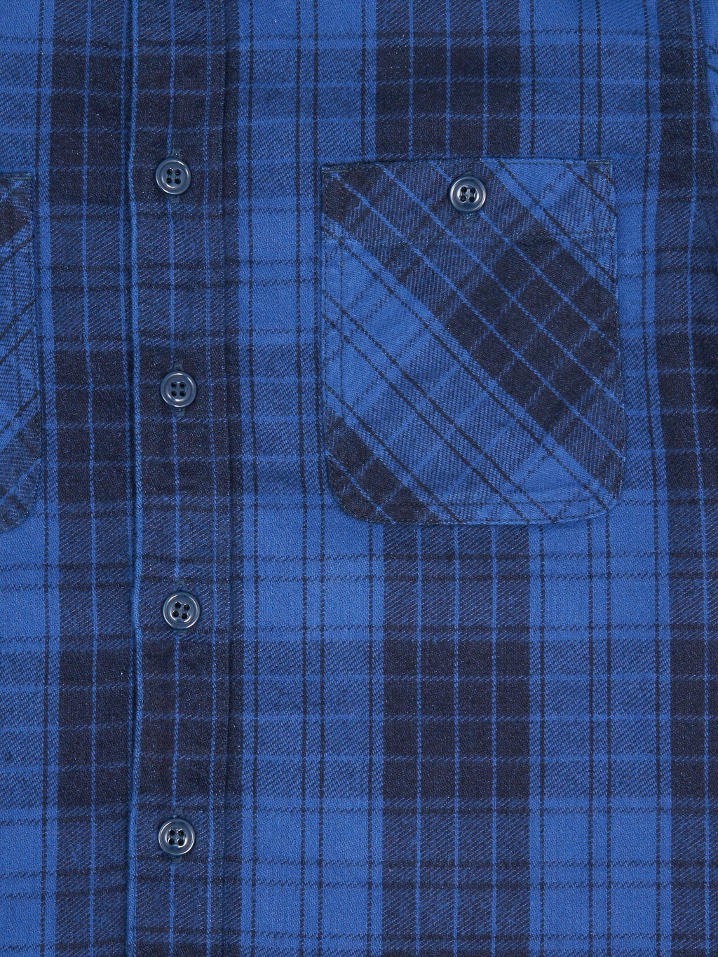 Momotaro original indigo twill check flannel shirt chest pocket