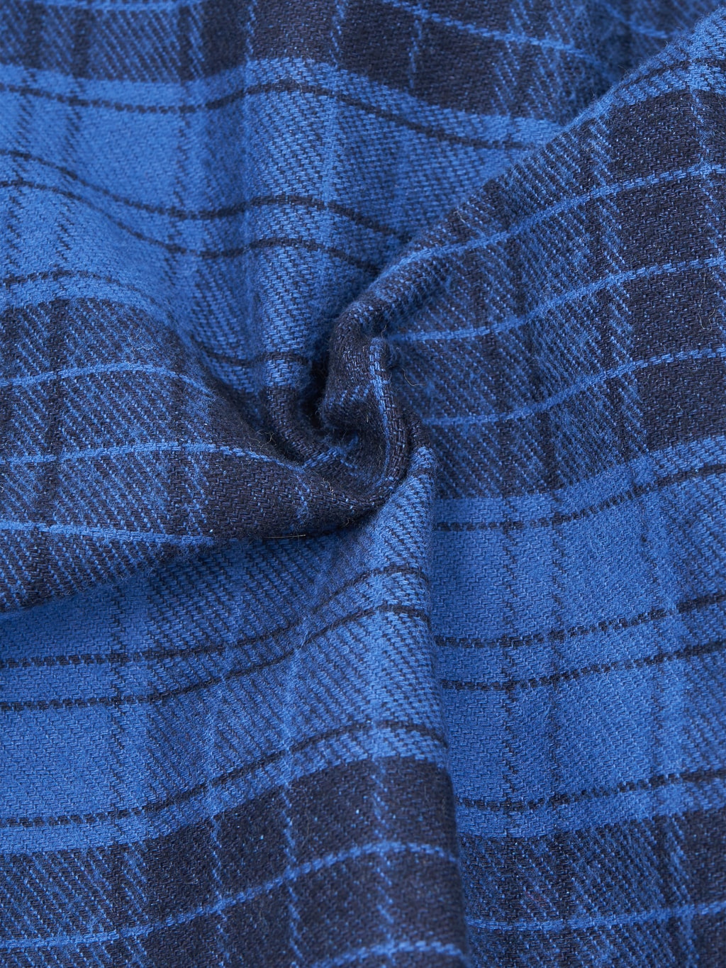 Momotaro original indigo twill check flannel shirt cotton texture