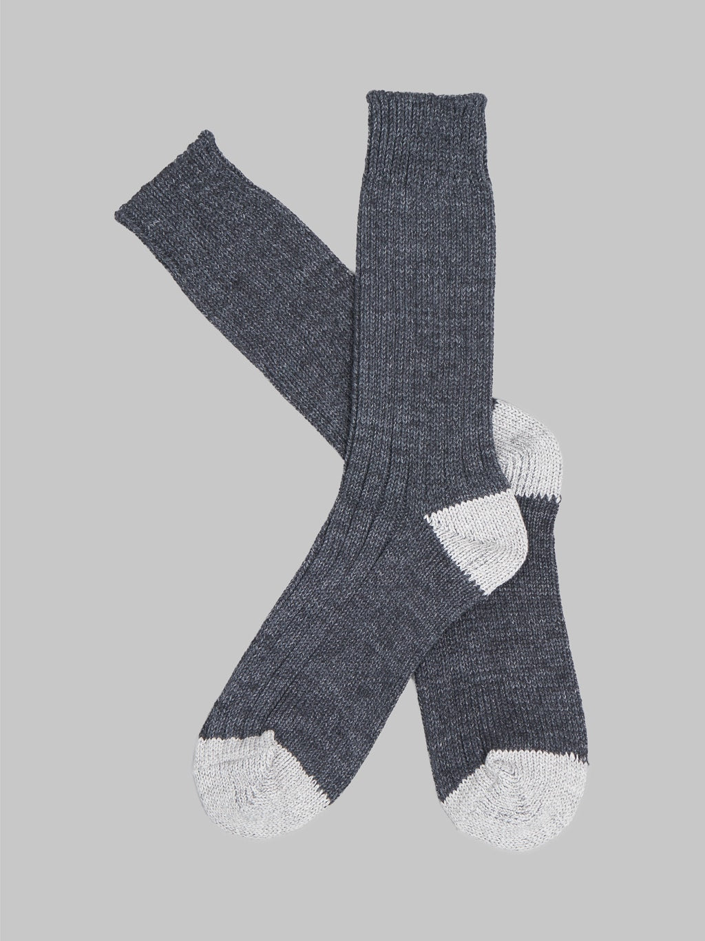 Nishiguchi Kutsushita Recycled Cotton Ribbed Socks Charcoal Pair
