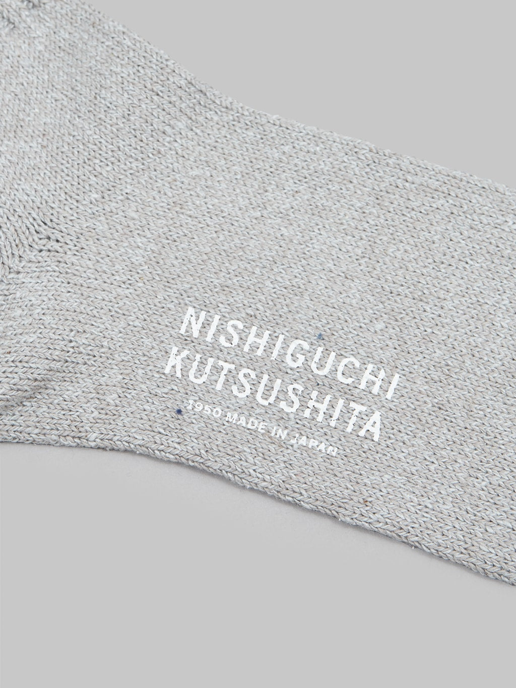 Nishiguchi Kutsushita Silk Cotton Socks Light Grey Brand Logo