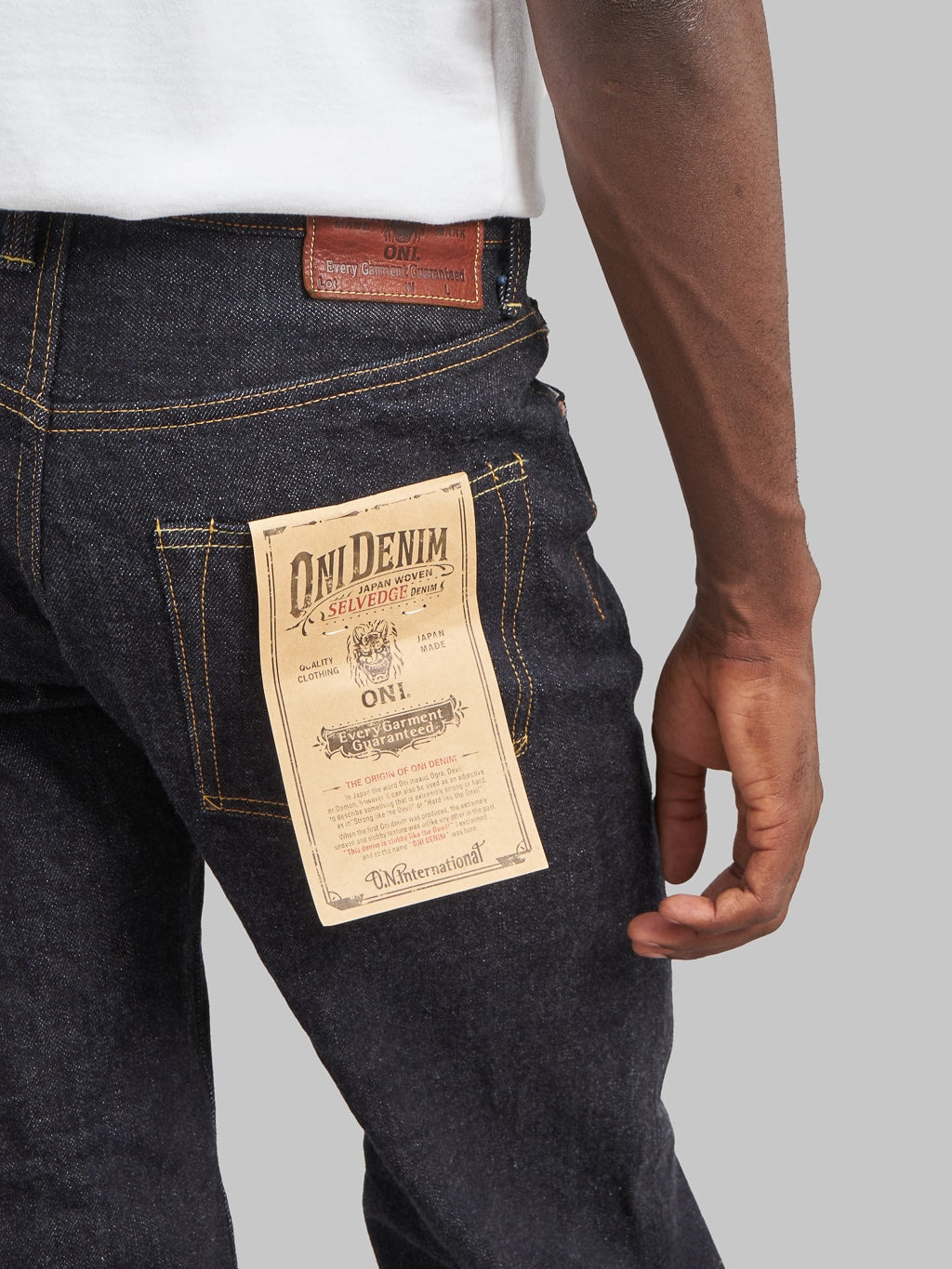 ONI Denim 200 Low Tension 15oz Wide Straight Jeans pocket flasher