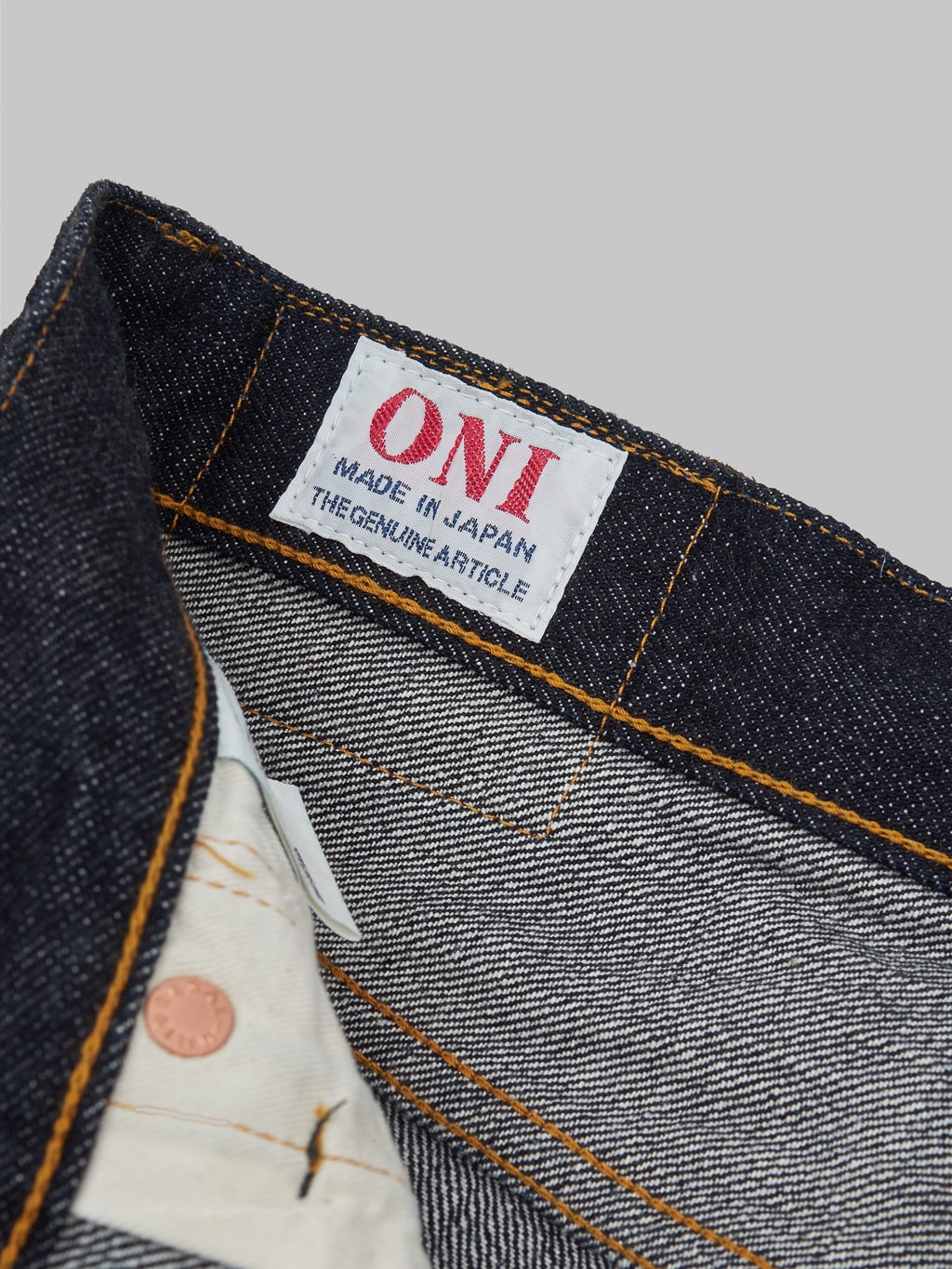 ONI Denim 200 Low Tension 15oz Wide Straight Jeans interior logo tag