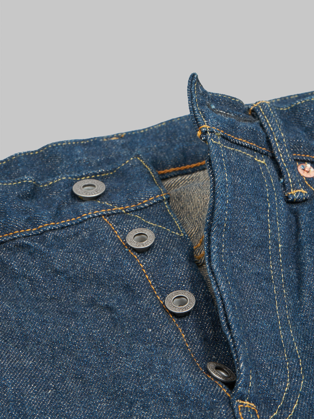 ONI Denim 622 Ishikawadai 15oz Relaxed Tapered Jeans copper buttons