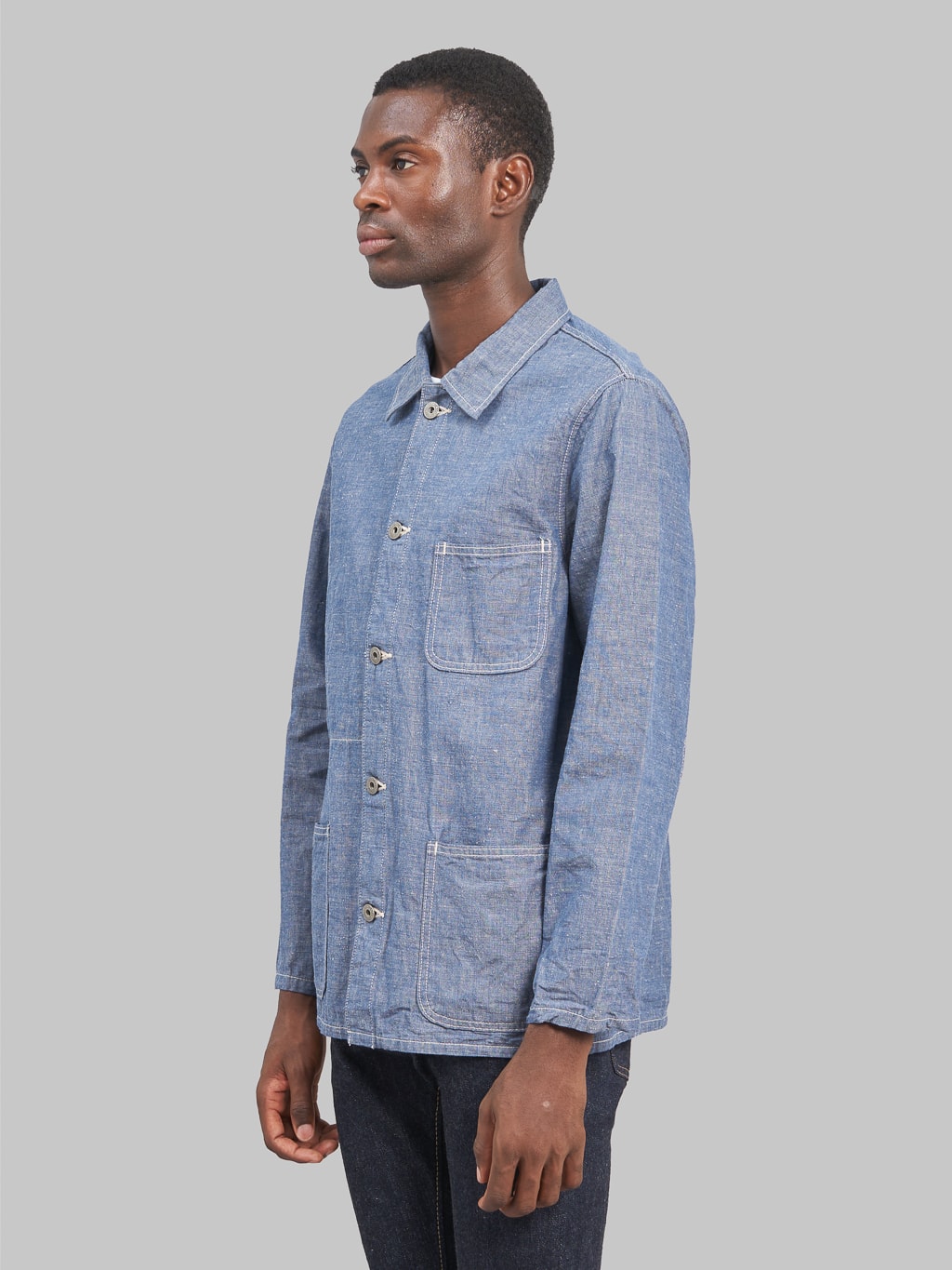 Oni denim heavy chambray blue gray coverall model side fit