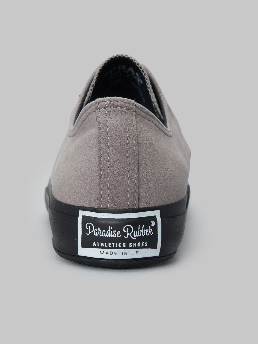Pras shellcap low vegan sneakers suede grey black sole tag