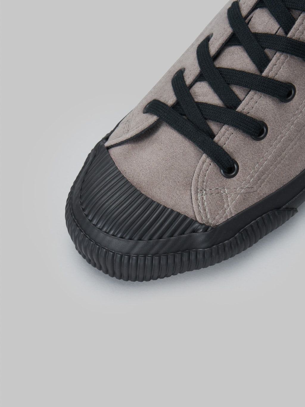 Pras shellcap low vegan sneakers suede grey black japan made