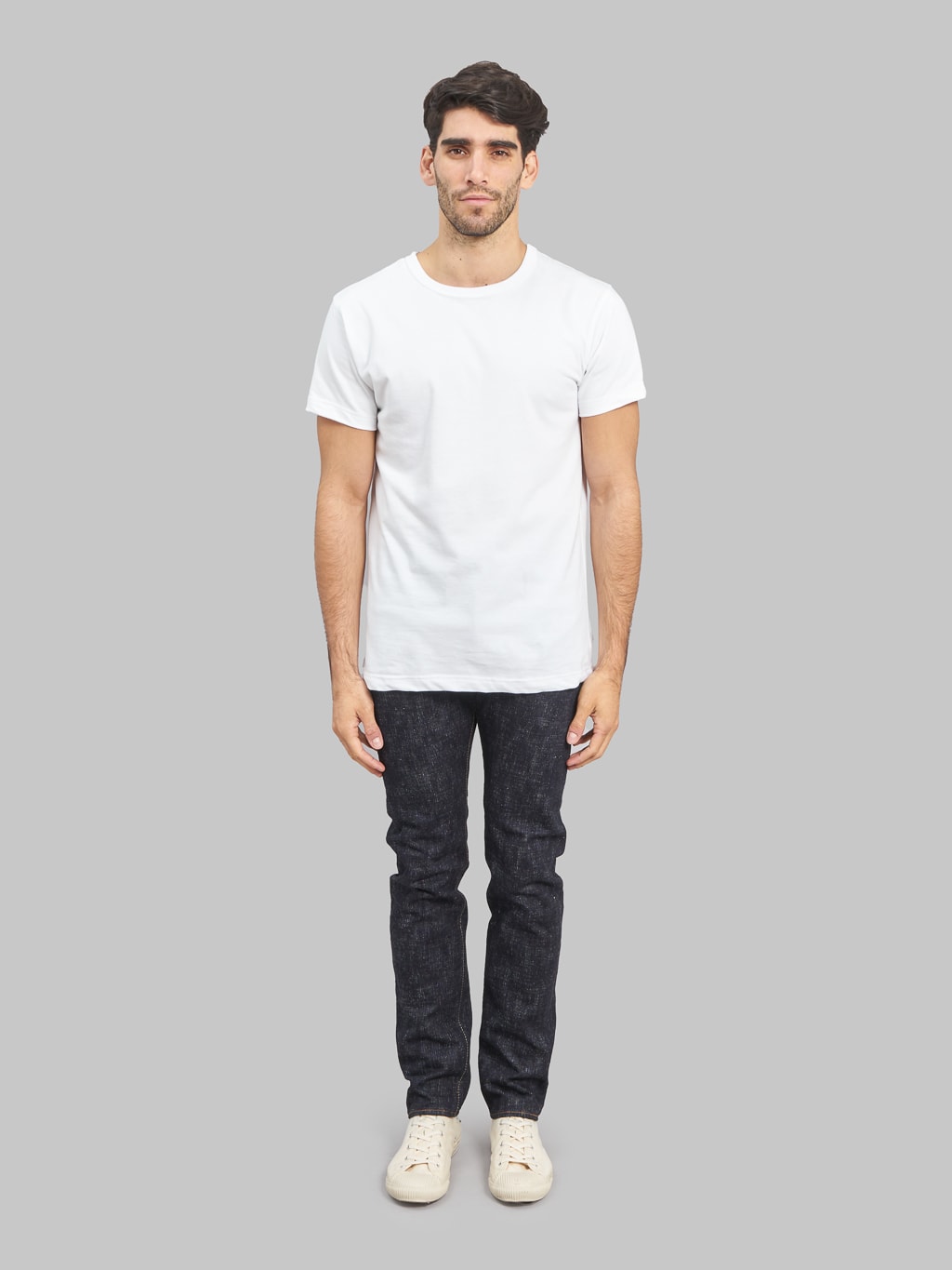 Pure Blue Japan 019 Double Slub 16oz relaxed Tapered Jeans front look