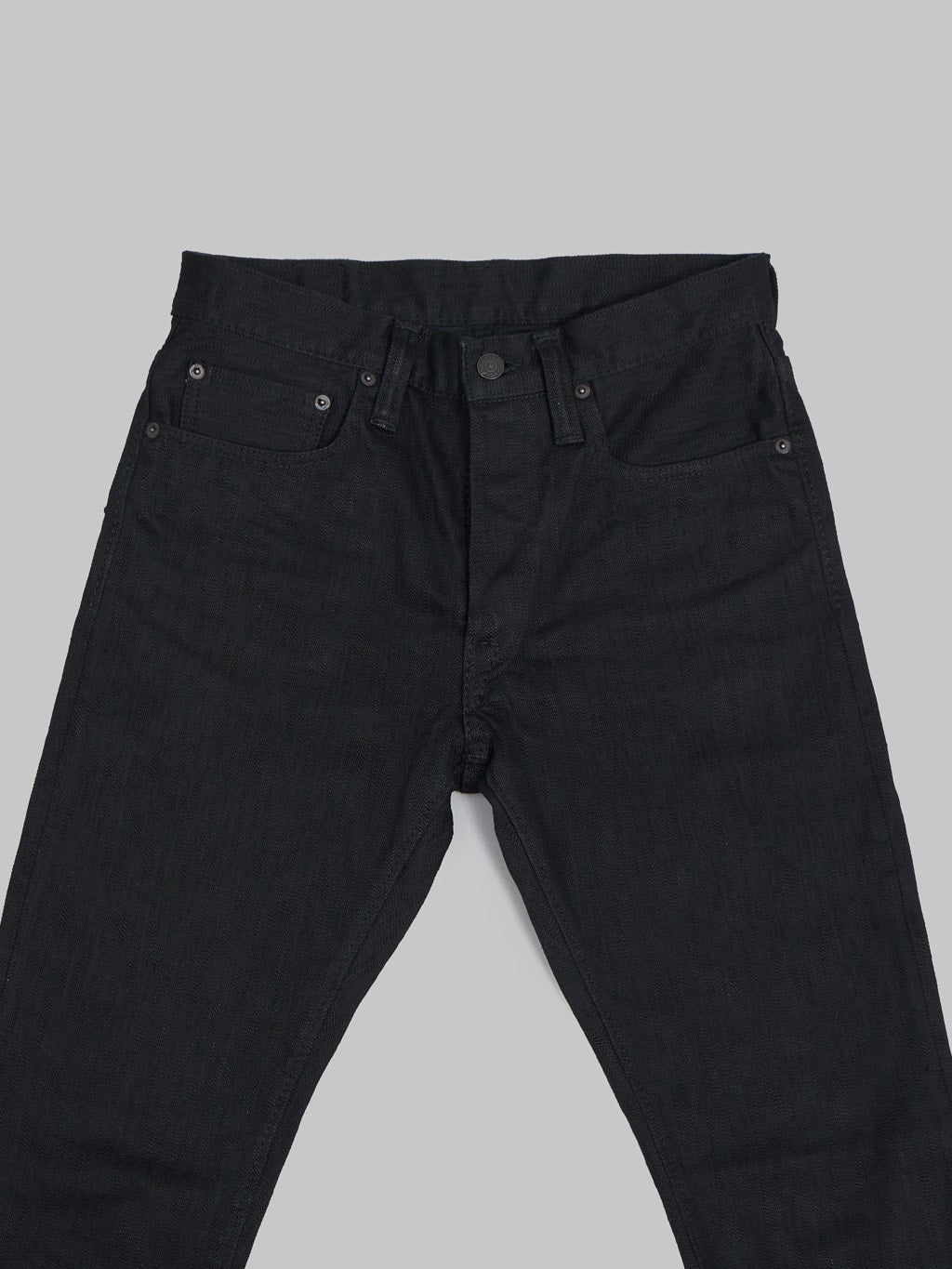 Pure Blue Japan Stretch Black Relaxed Tapered Jeans front view