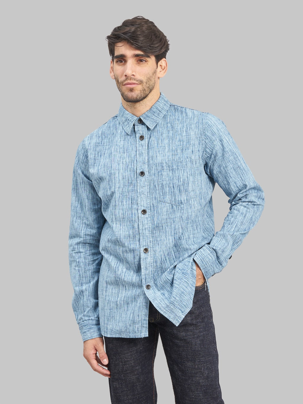 Men's Tall Chambray Button-Down Shirt in Dark Chambray – American Tall