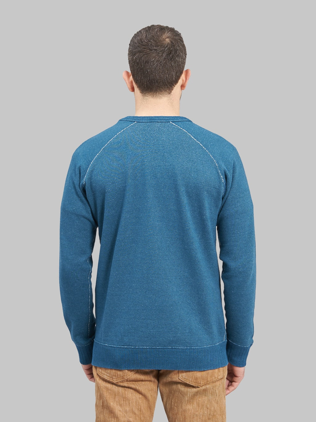 Pure Blue Japan Slub Yarn Sweatshirt Greencast Indigo back fit