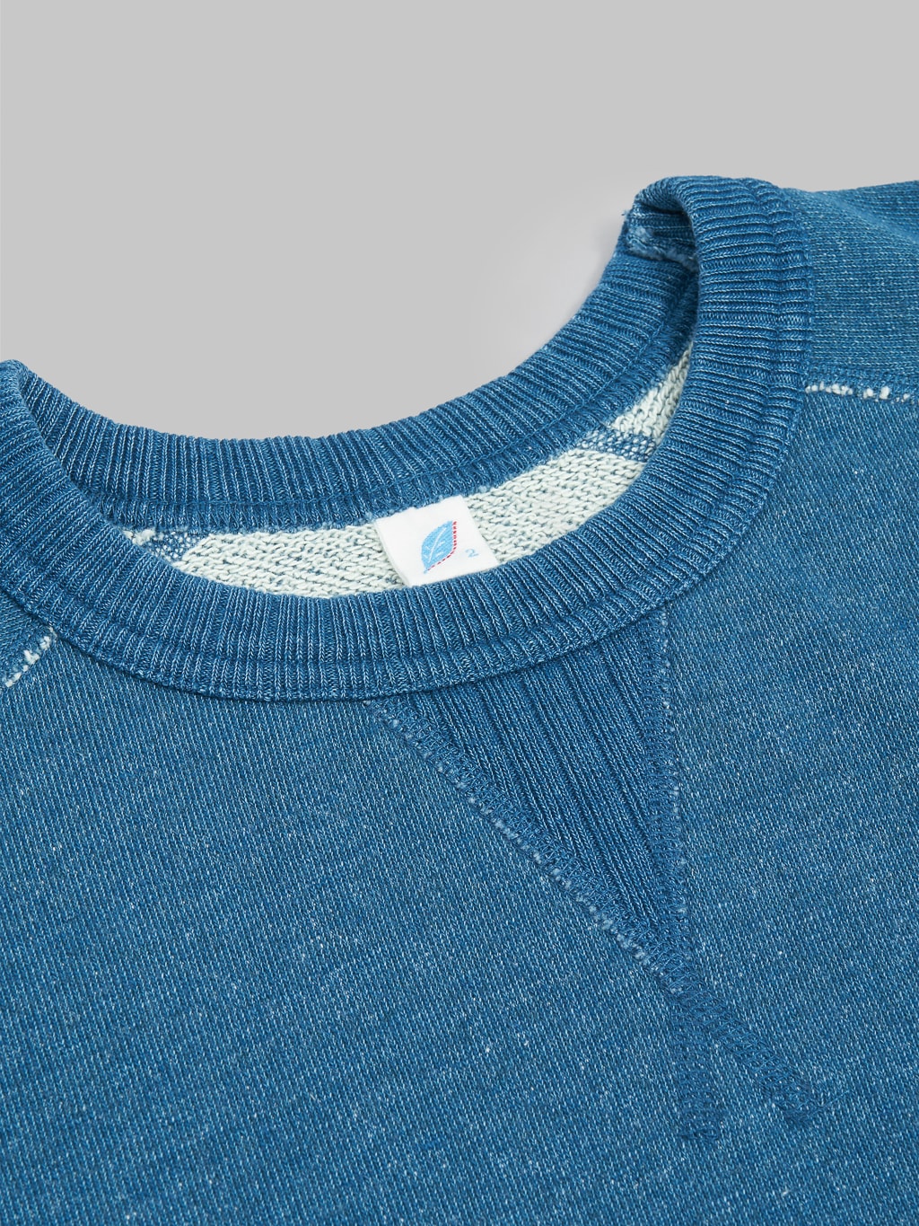 Pure Blue Japan Slub Yarn Sweatshirt Greencast Indigo ribbed collar