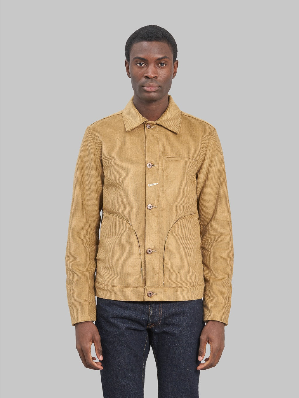 Rogue Territory Supply Jacket Lined Tan Corduroy front fit