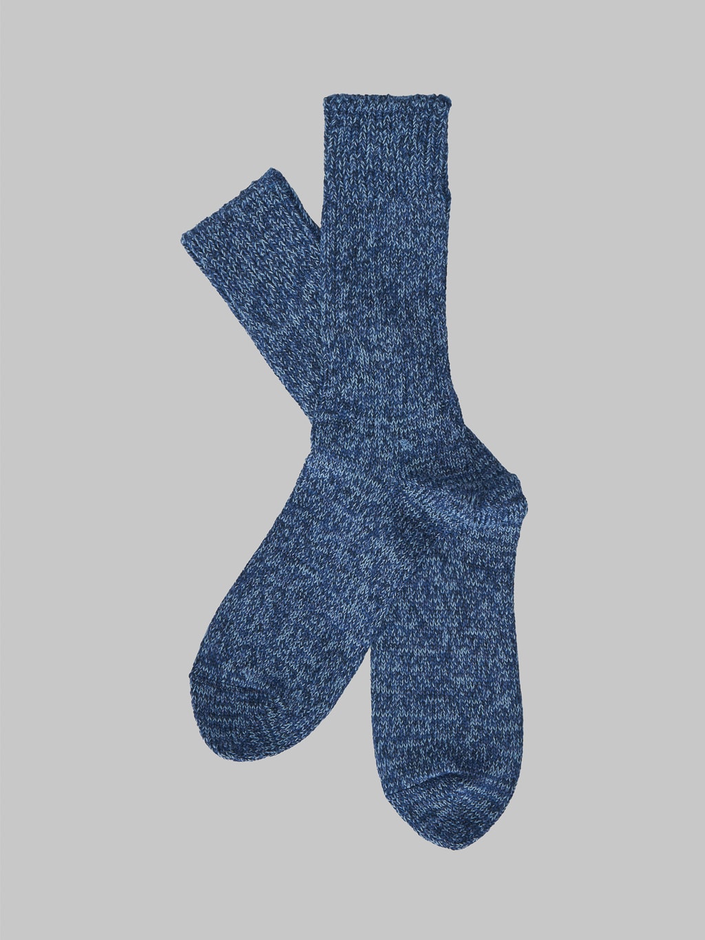 ROTOTO Denim Tone Crew Socks Blue Denim Texture