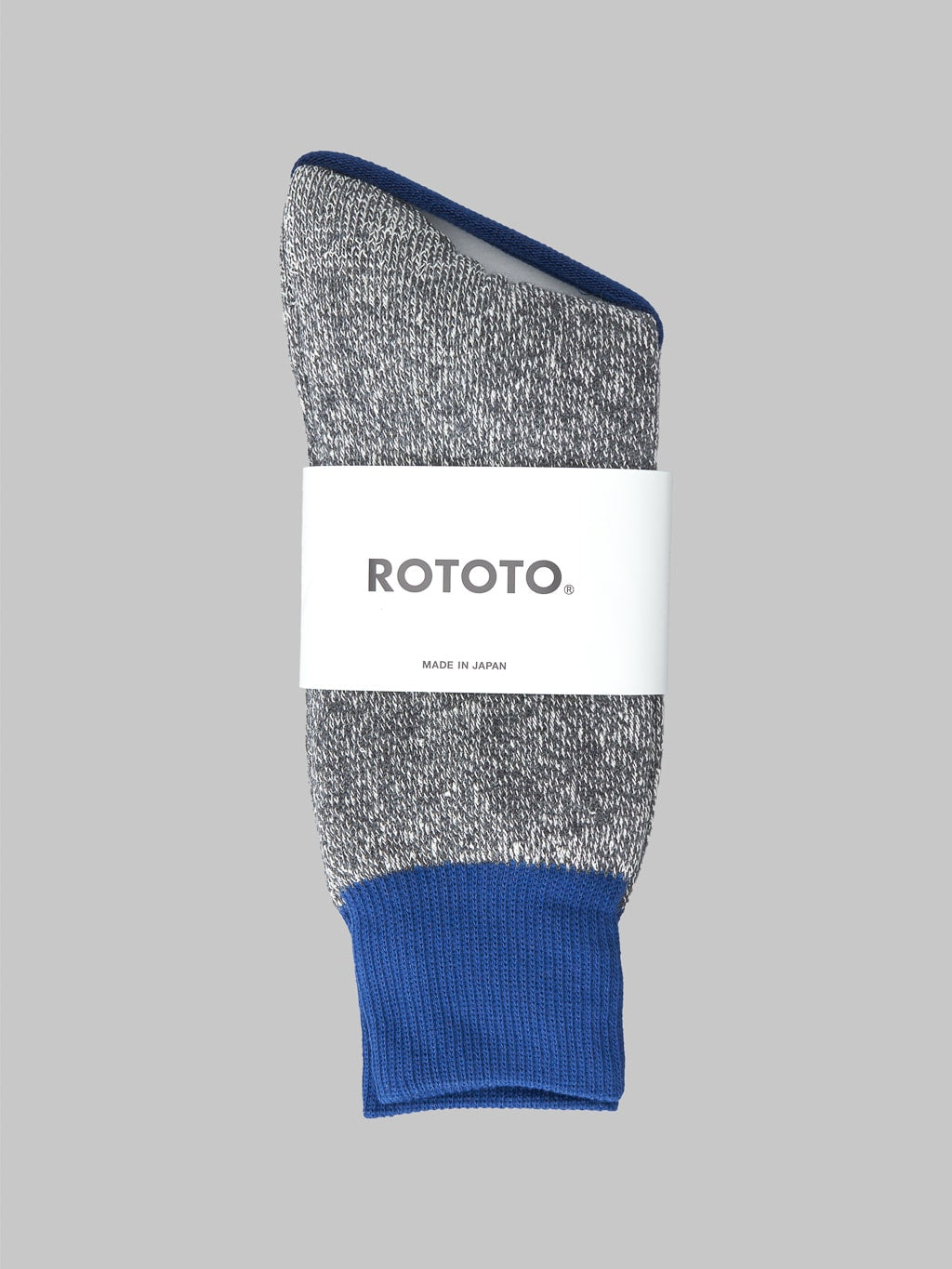 ROTOTO Double Face Crew Socks Silk & Cotton Blue/Grey
