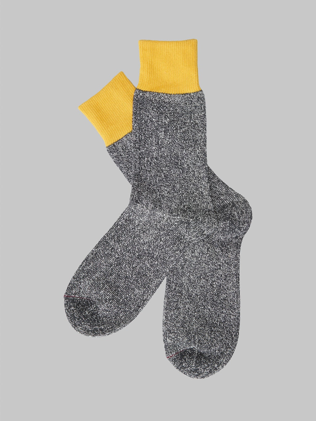 Rototo Double Face Socks Silk Yellow Charcoal Texture