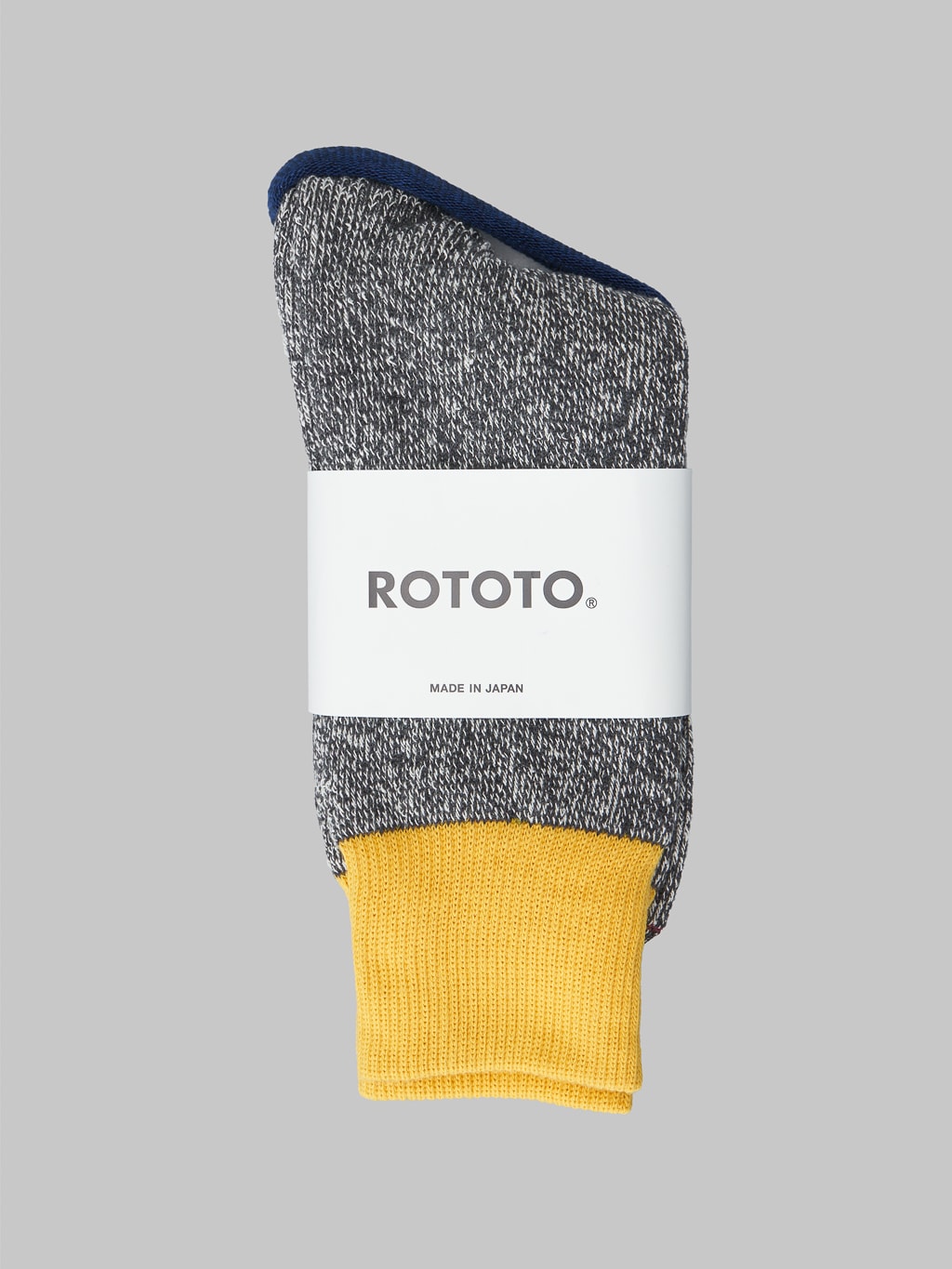 Rototo Double Face Socks Silk Yellow Charcoal Japan Made