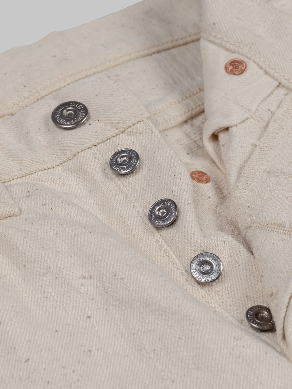 Samurai Jeans Japanese Cotton Ecru Jeans slim straight iron buttons