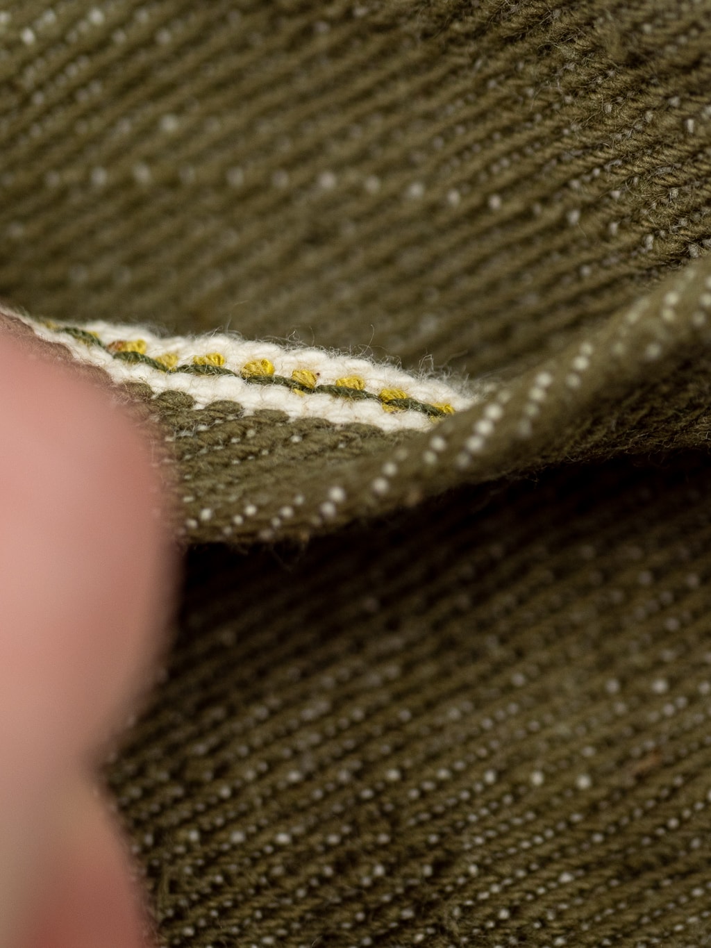 Samurai Uguisu Straight Tapered Jeans green selvedge line