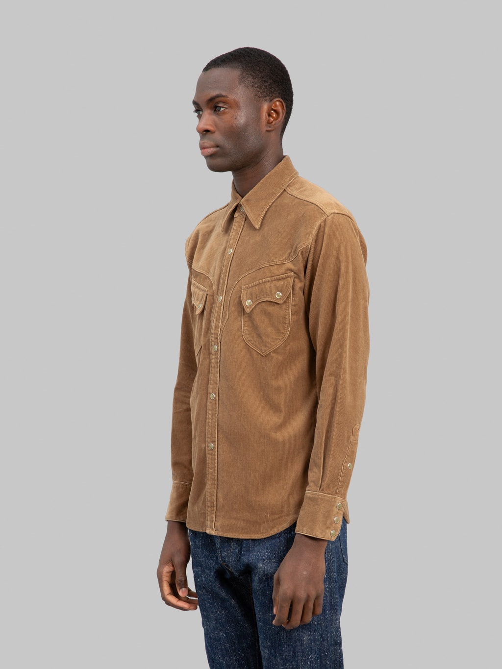 Stevenson Overall Cody Shirt Beige Corduroy side fit