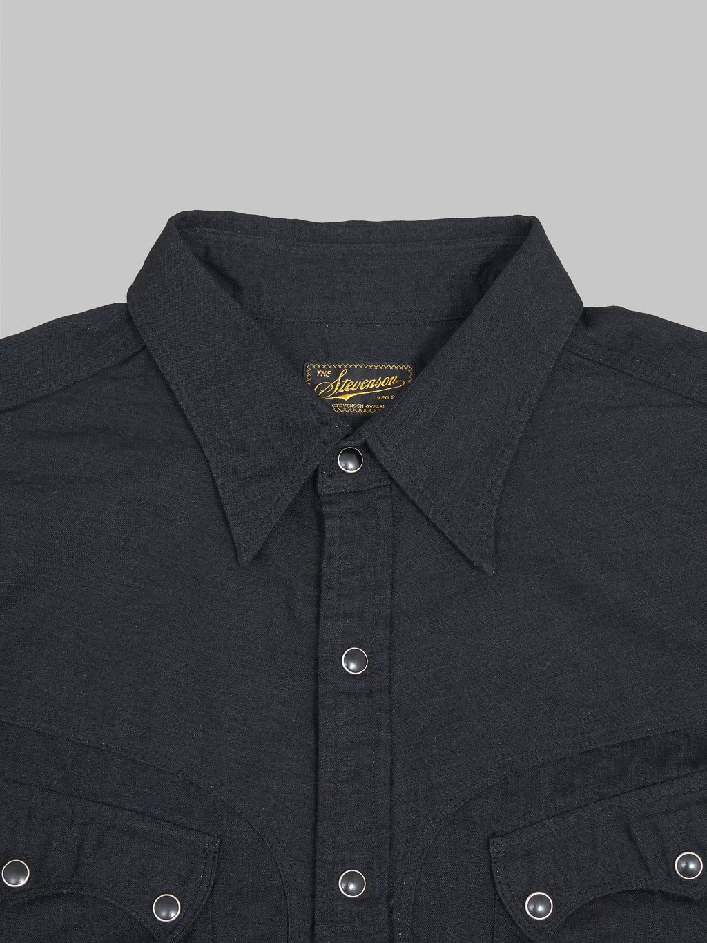 Stevenson Overall Cody Shirt black denim  collar closeup