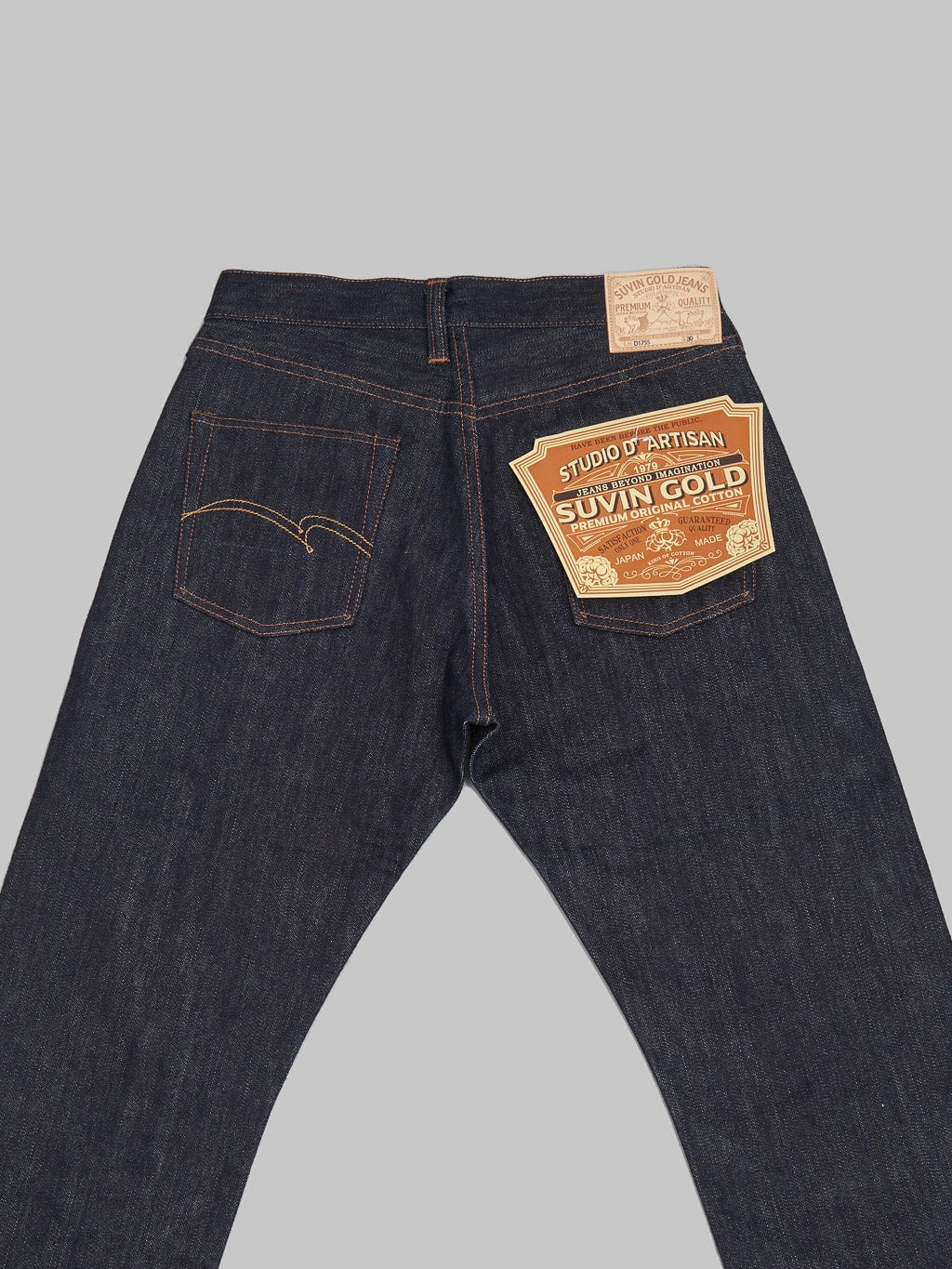 Studio DArtisan Suvin Gold D1755 Regular Straight Narrow Jeans back pockets