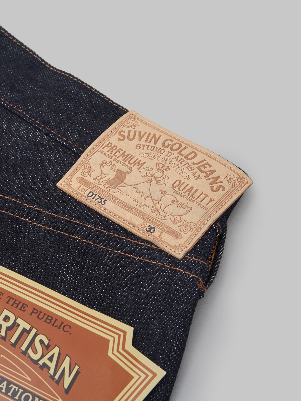 Studio DArtisan Suvin Gold D1755 Regular Straight Narrow Jeans leather patch