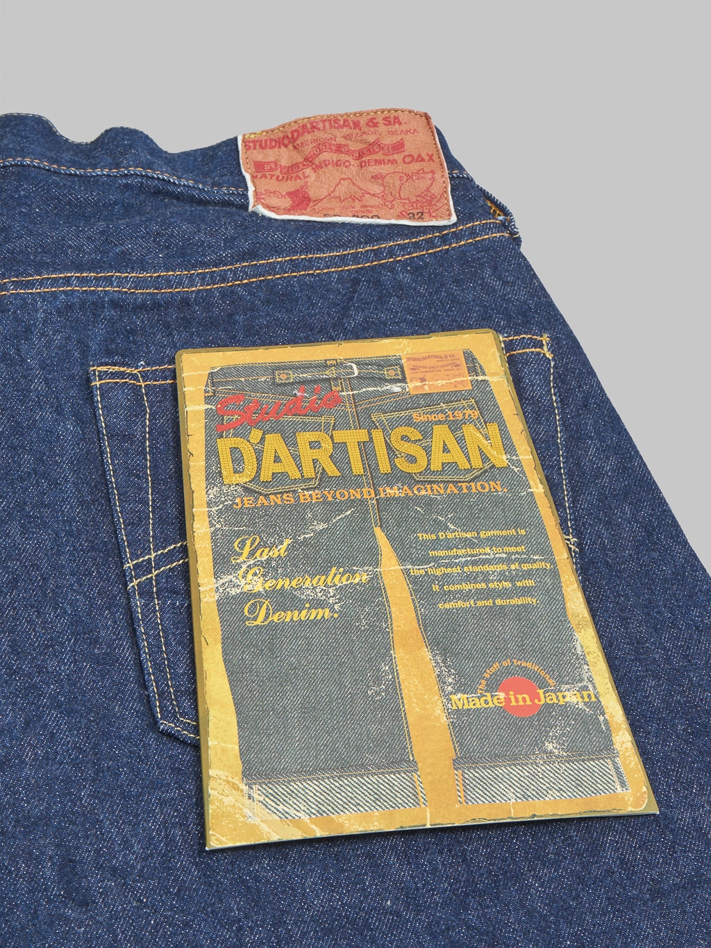 Studio D'Artisan natural indigo jeans pocket detail