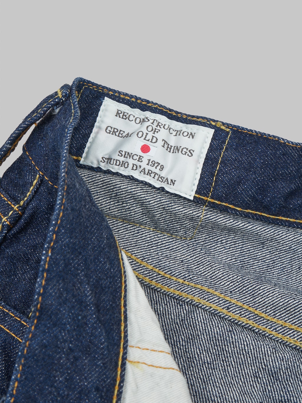 Studio D'Artisan natural indigo jeans interior label