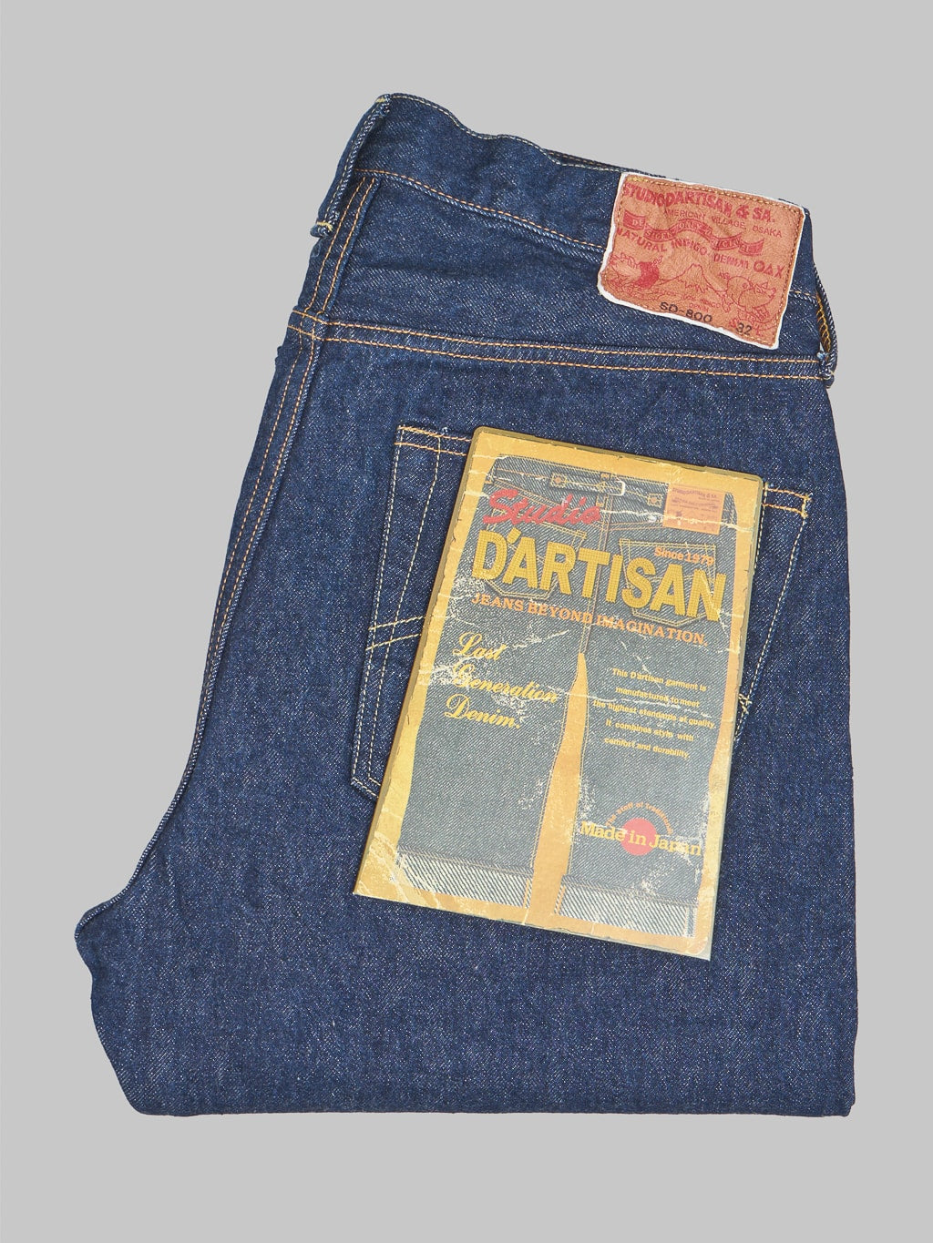 Studio D'Artisan natural indigo tapered jeans back