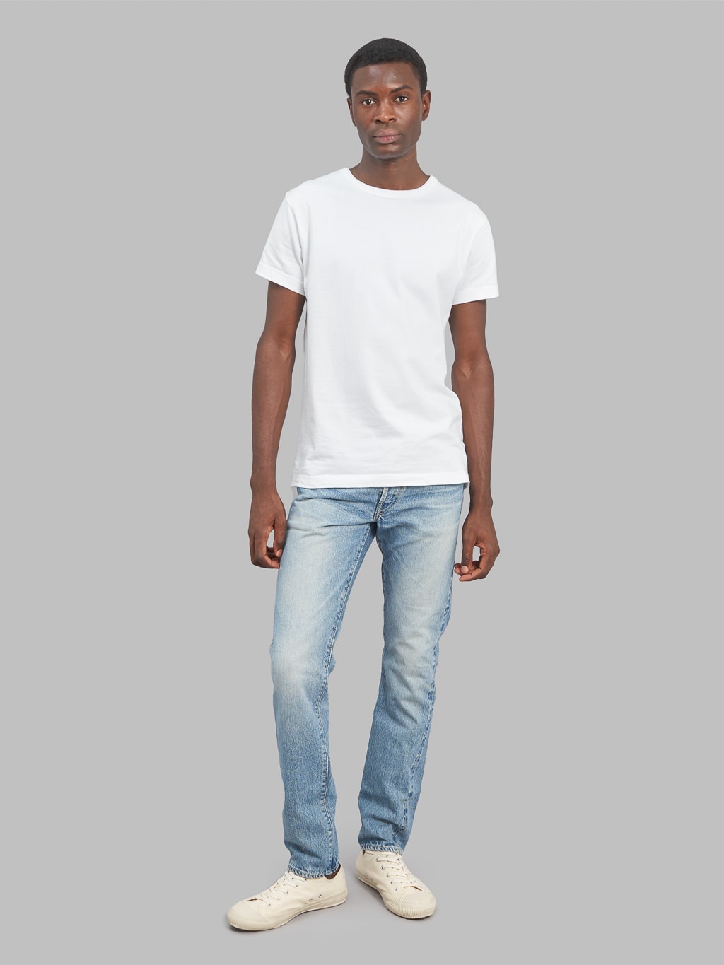 Sugar Cane 2021SW Model Stonewashed Slim Tapered selvedge Jeans look