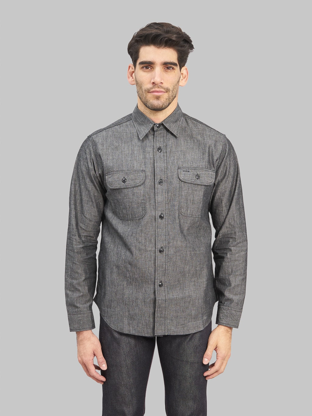 chambray dress shirt Sugar Cane LS Work Shirt Chambray – Black (SC29159) L