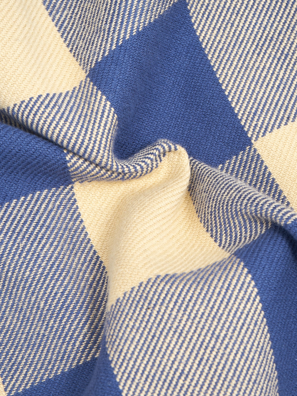 Sugar Cane Twill Check Flannel Shirt Beige  texture