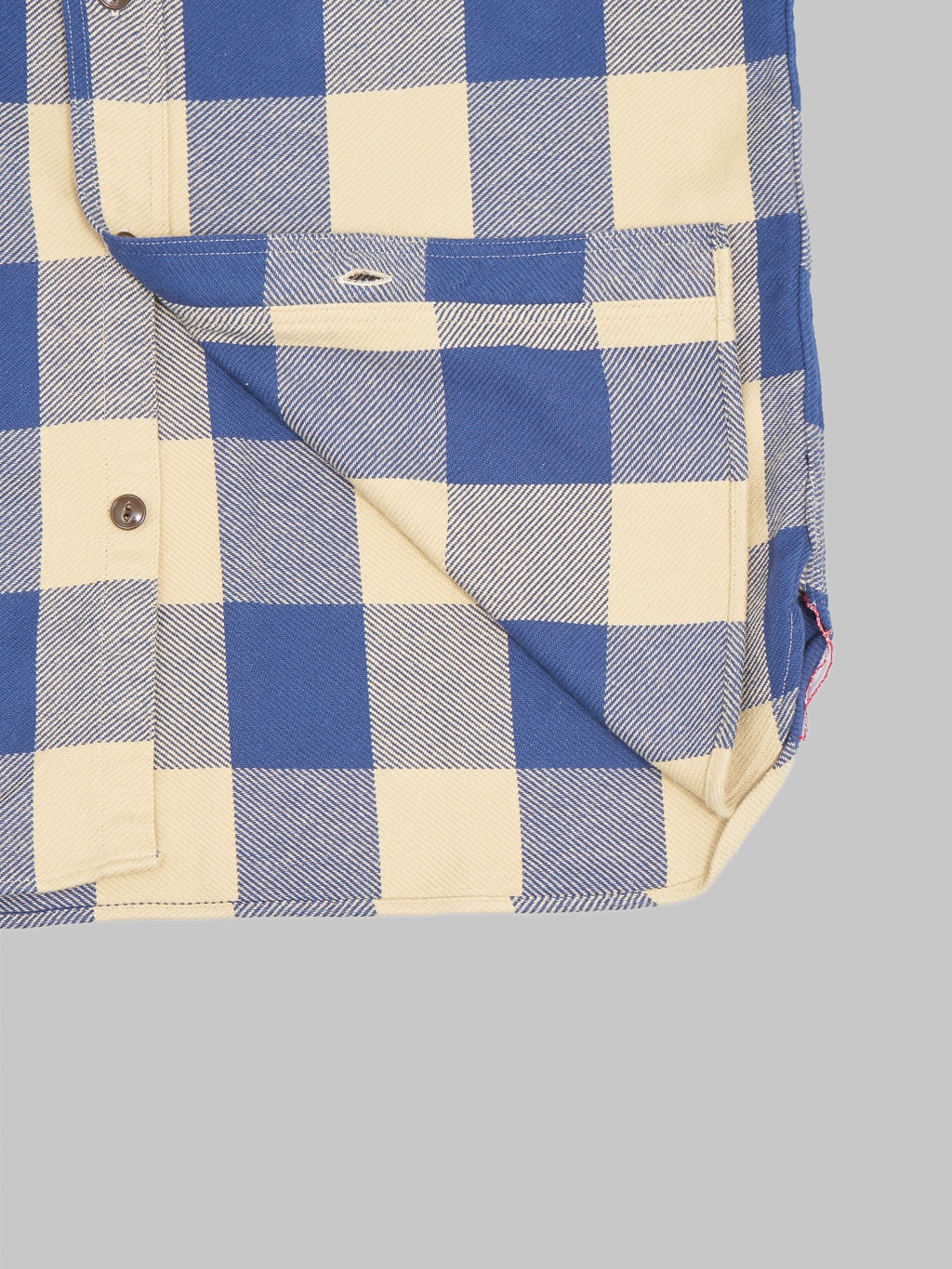 Sugar Cane Twill Check Flannel Shirt Beige  interior