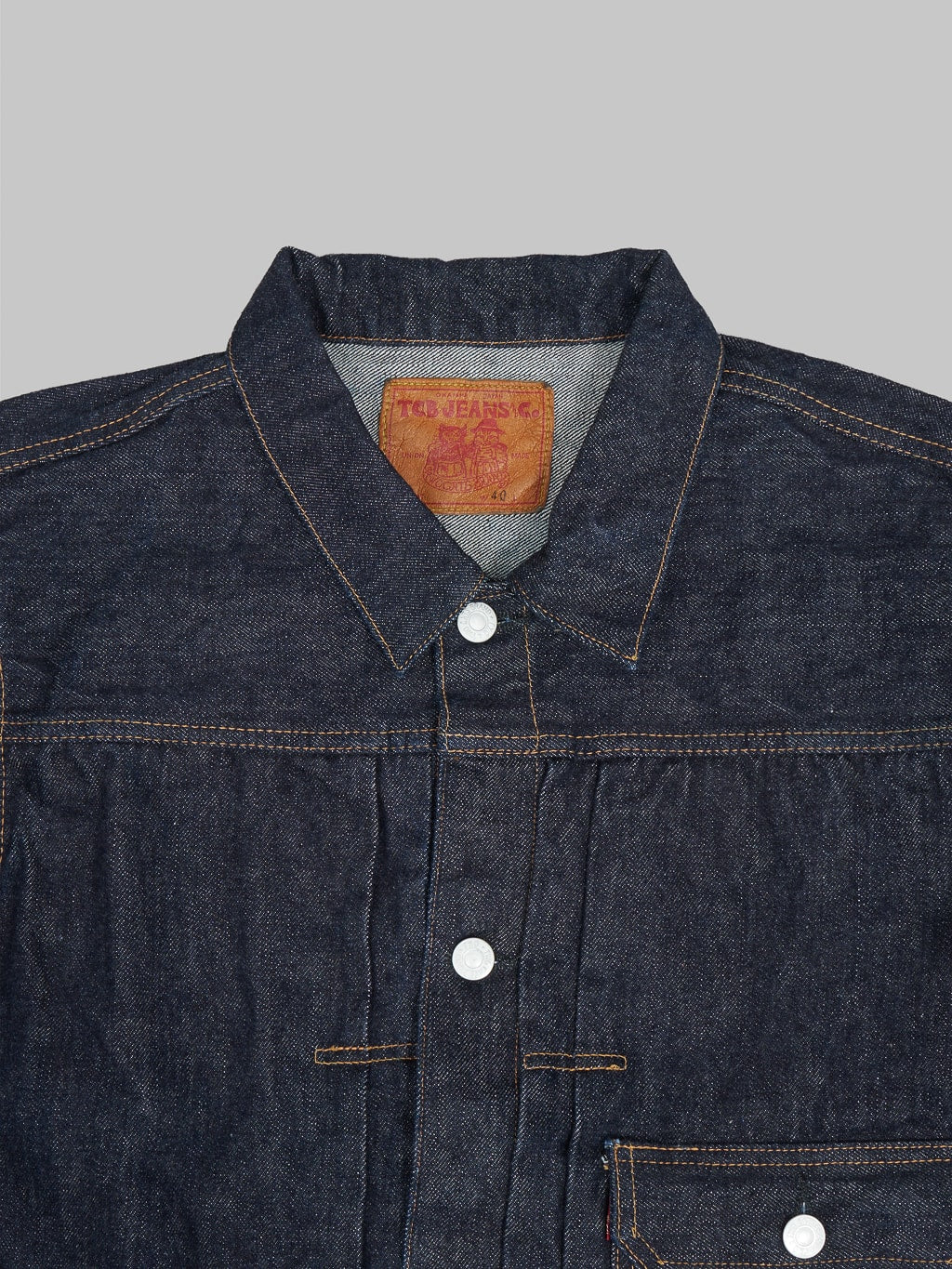 tcb 30s denim jacket collar detail stitching