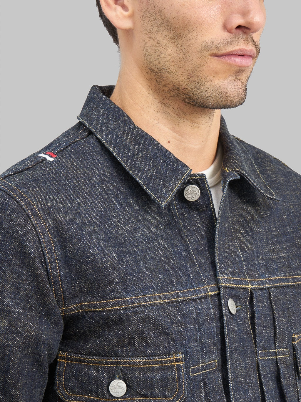 Tanuki soga selvedge denim type II jacket two chest pockets