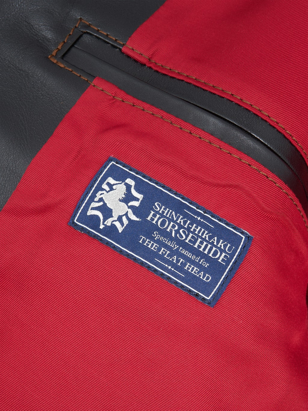 The Flat Head Horsehide leather Single Riders Jacket Black Semi Aniline inside