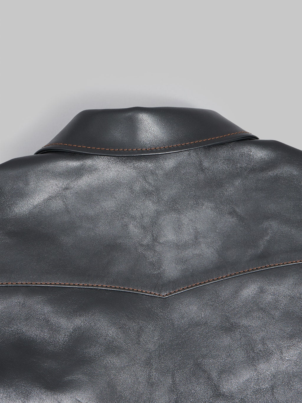 The Flat Head Horsehide leather Single Riders Jacket Black Semi Aniline stitching