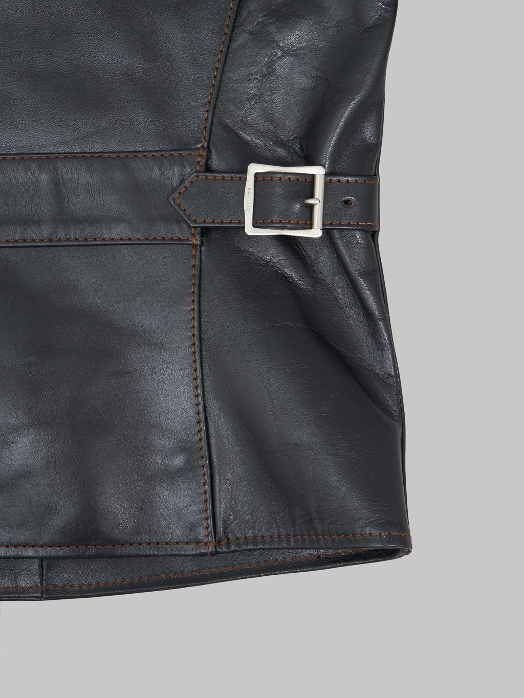 The Flat Head Horsehide leather Single Riders Jacket Black Semi Aniline  adjuster