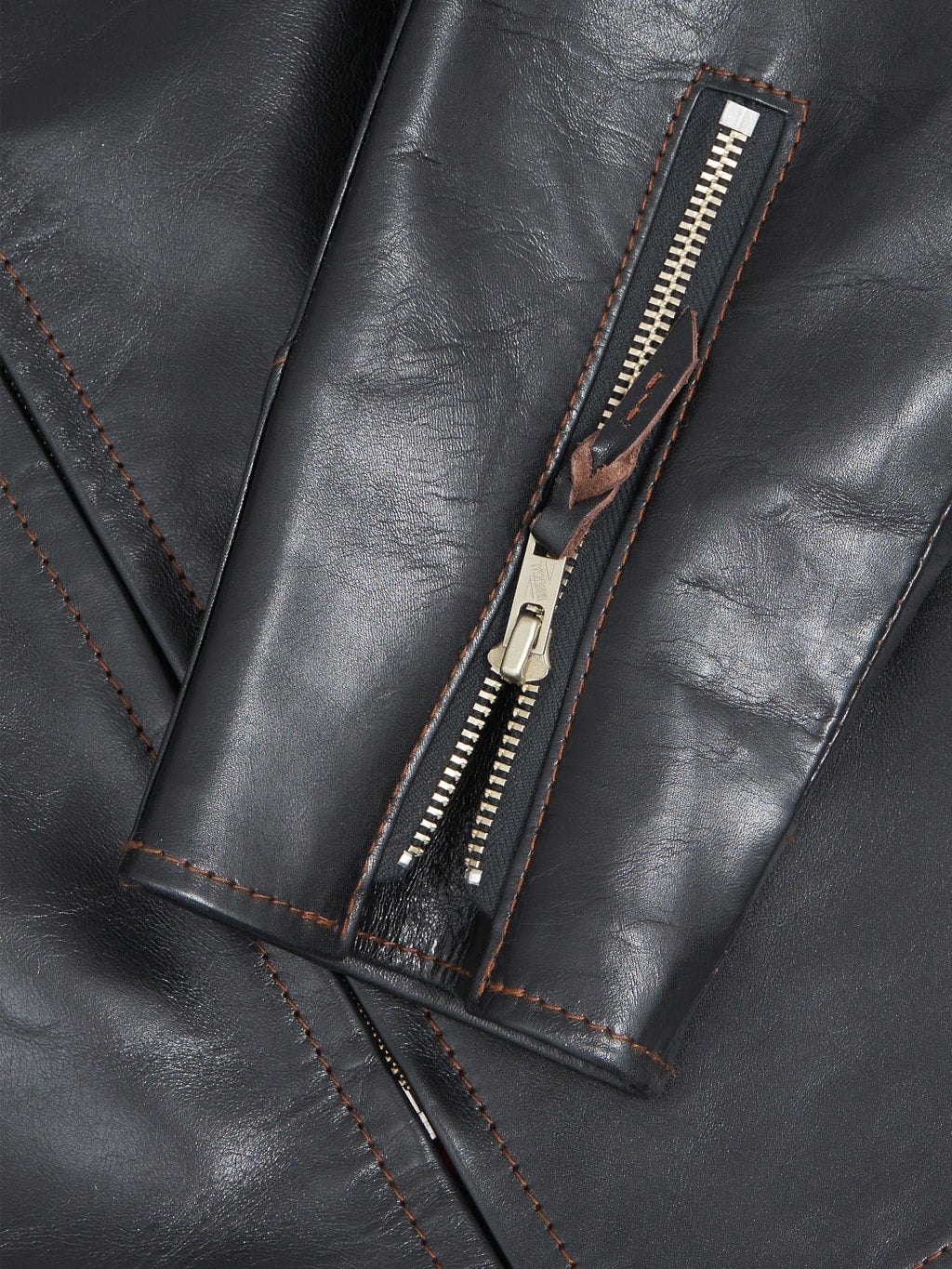 The Flat Head Horsehide leather Single Riders Jacket Black Semi Aniline  cuff