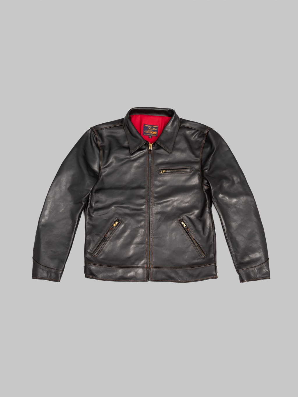 The Flat Head FN-LJ-HS001 Horsehide Single Rider's Jacket Black Aniline