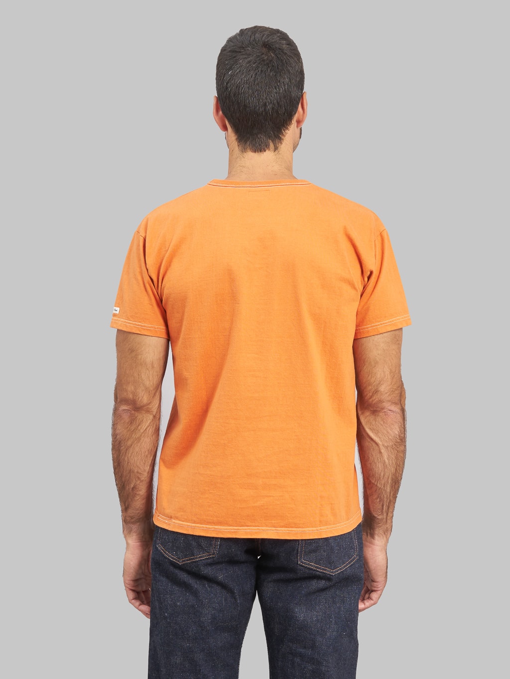 The Flat Head Loopwheeled Heavyweight Plain TShirt Dark Orange model back fit